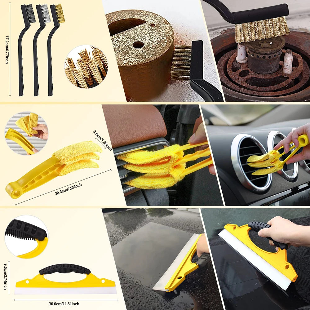 20Pcs Car Cleaning Drill Brush Kit Details Brush Attachments for Polishing Wheels Interior Car Wash Brush Car Beauty Brush