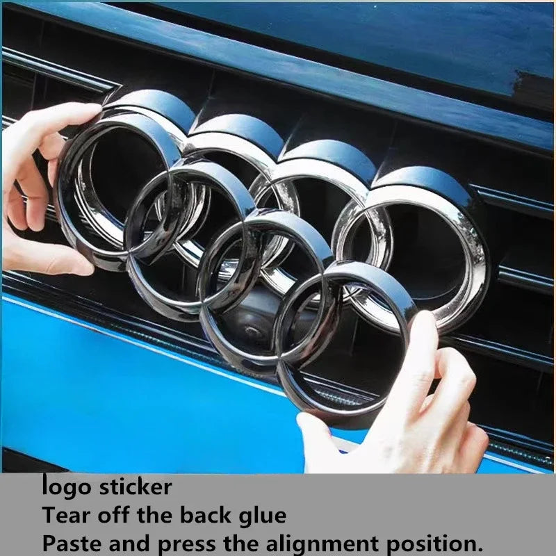 For Audi A4 A3 A5 A7 Q3 Q5 Q7 Q2 A6 logo directly covered front logo decoration accessories Refitted four-ring black LOGO