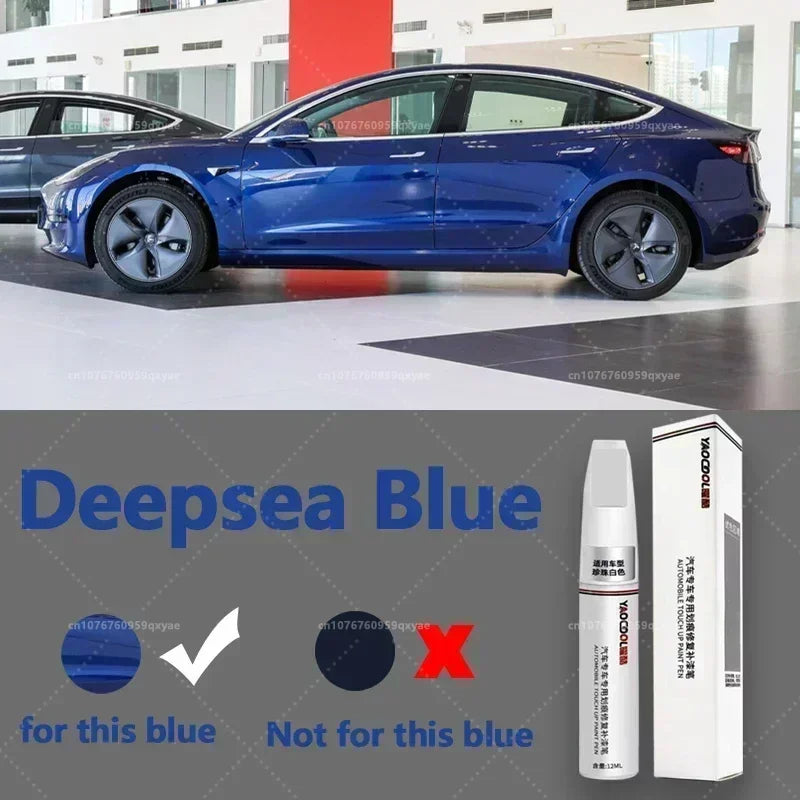 Suitable for Tesla paint retouching pen Pearl white deep sea Blue Tesla wheel repair special retouching pen set
