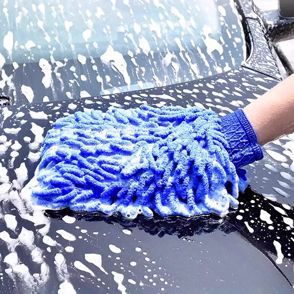 Microfiber Car Wash Cloth Gloves Automotive Double-sided Cleaning Drying Towels Thicken Chenille Vehicle Window Glass Supplies