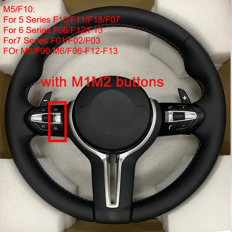 Interior Leather Steering Wheel For BMW 3 5 Series F10 F15 F20 F22 F30 F32 F36 F80 F82 M3 M4 M5 E90 E70 M Sport Steering Wheel