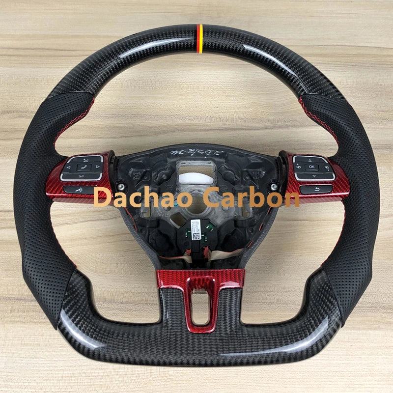 Real Carbon Fiber Steering Wheel For Volkswage VW Golf 6 6R GTI High Quality Leather Custom Style