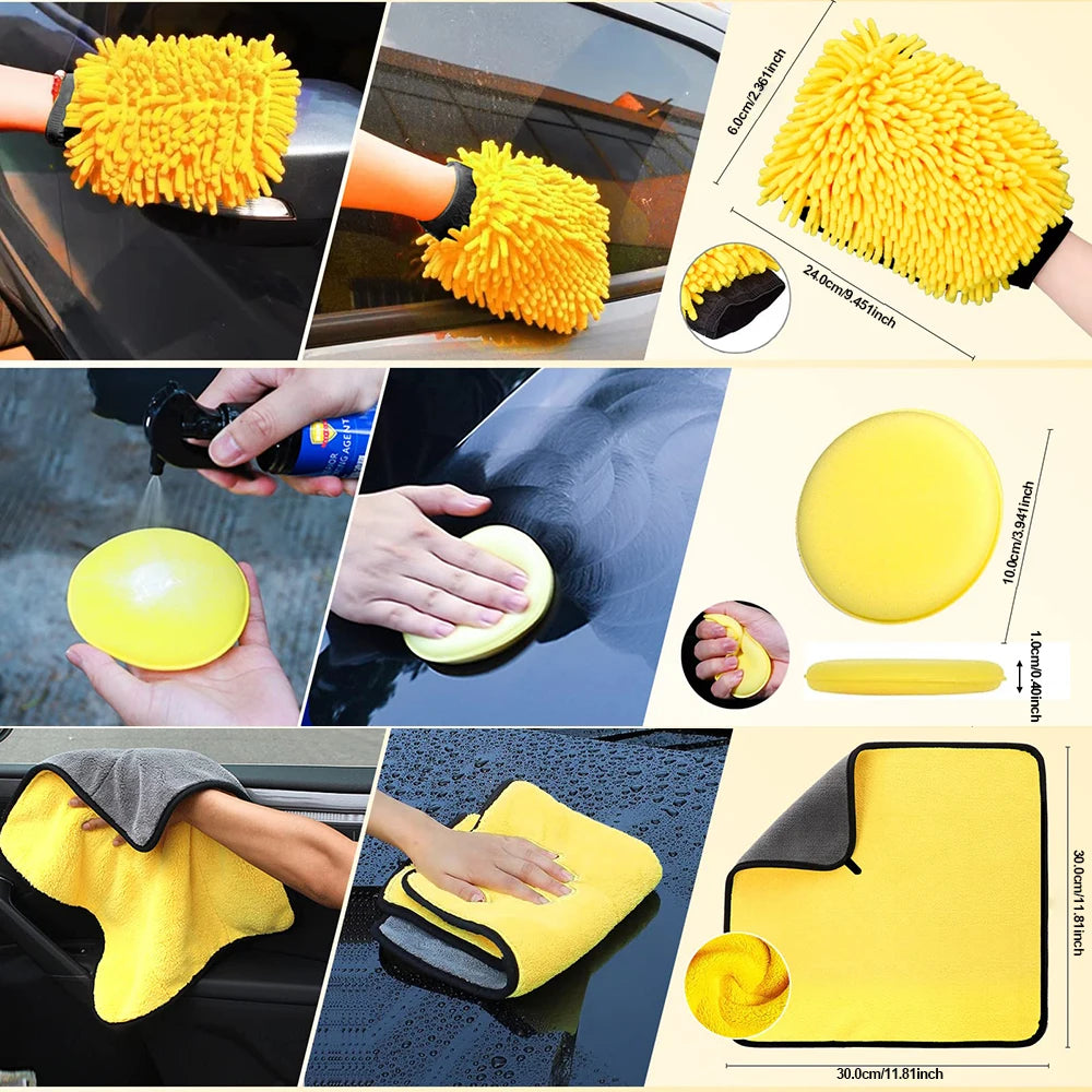 20Pcs Car Cleaning Drill Brush Kit Details Brush Attachments for Polishing Wheels Interior Car Wash Brush Car Beauty Brush