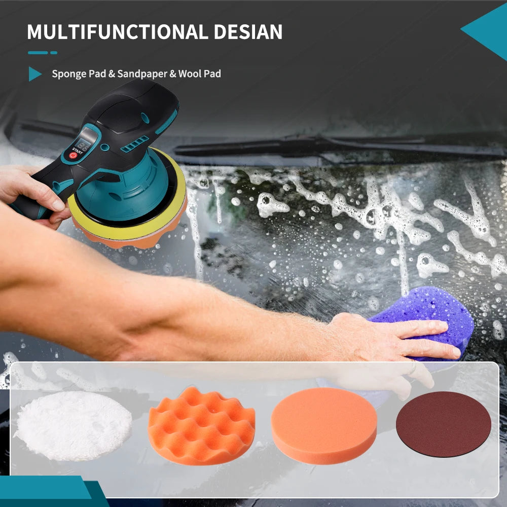 Podofo Car Polisher Auto Electric Waxing Sanding Sealing Glaze Tool with 8 Adjustable Speed without Battery and Charger