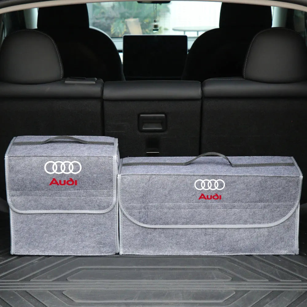 Car Emblem Trunk Organizer Storage Box Auto Interior Stowing Tidying Accessories For Audi SlineA4 B8 A3 8P A6 C7 8V B6 B7 TT RS