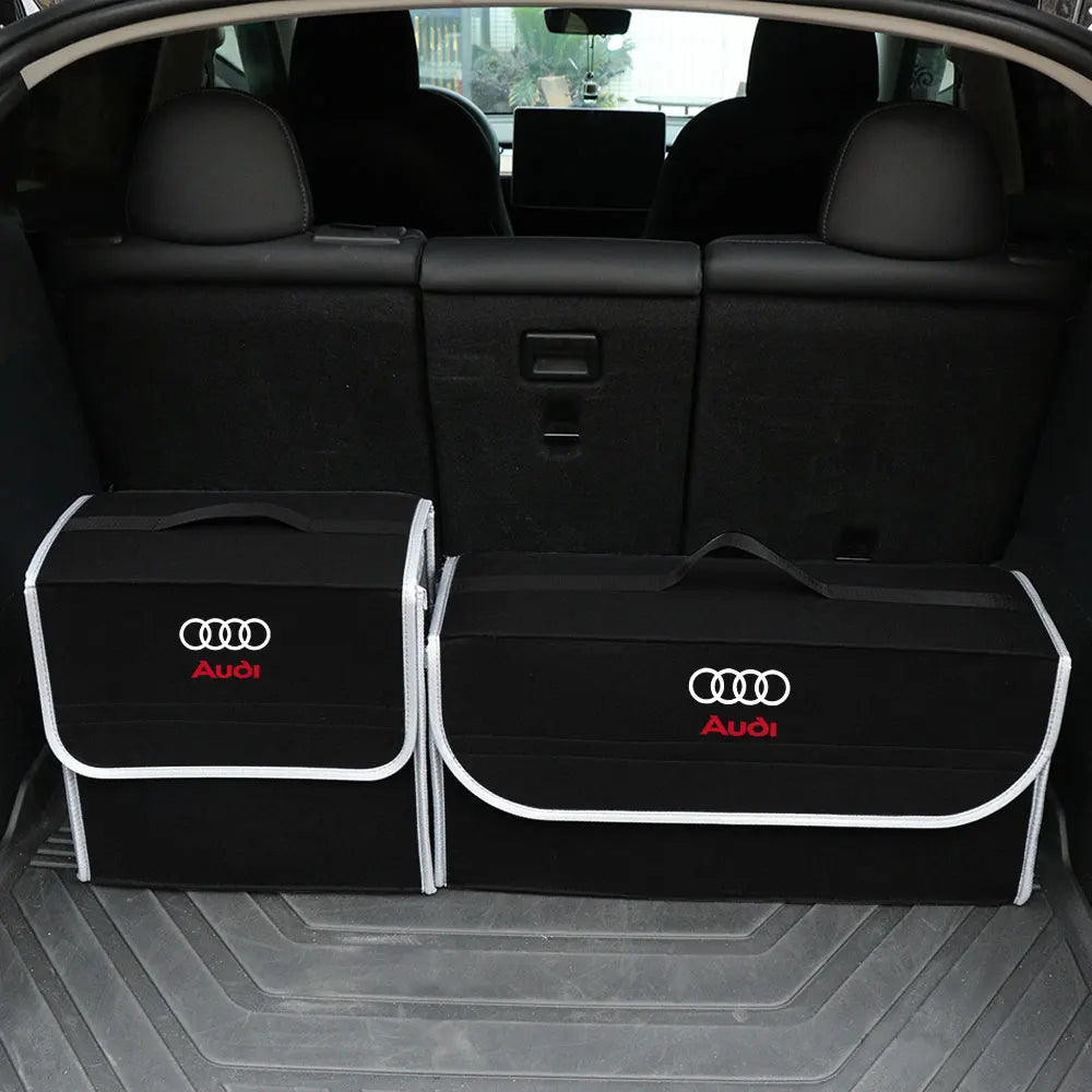 Car Emblem Trunk Organizer Storage Box Auto Interior Stowing Tidying Accessories For Audi SlineA4 B8 A3 8P A6 C7 8V B6 B7 TT RS