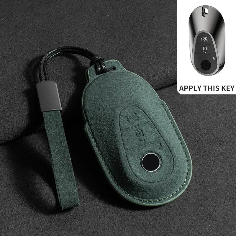 Suede Car Key Case Cover Protector Shell for Mercedes Benz A C E S G Class GLC CLE CLA GLB GLS W177 W205 W213 W222 X167 AMG