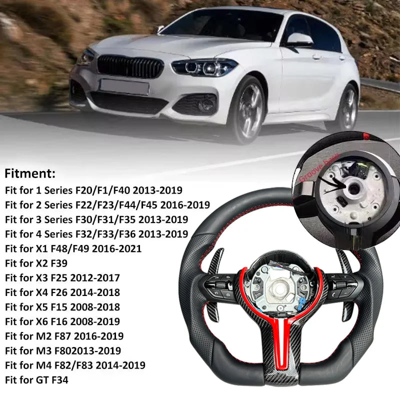 Suitable for BMW M3 M5 F10 F30 F20 F21 F22 F31 F32 F33 F34 F36 F15 F25 F26 F01 F07 modified all black warrior steering wheel