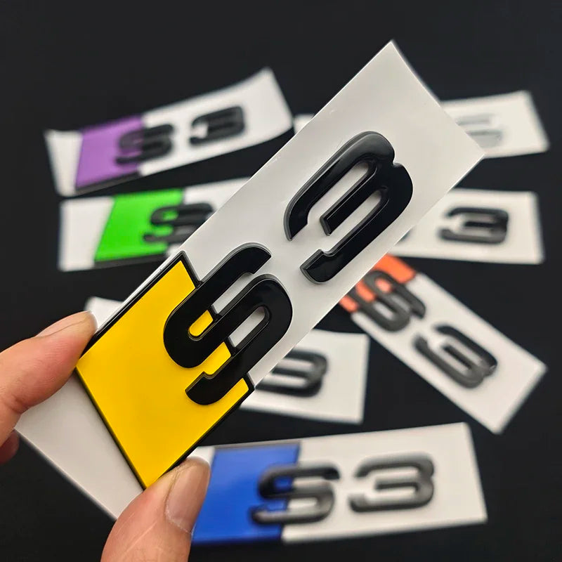 3D ABS Chrome Green Yellow Purple Blue Black Logo S3 Emblem Sticker Car Rear Trunk Badge For Audi S3 8V 8P 8L 8Y S 3 Accessories