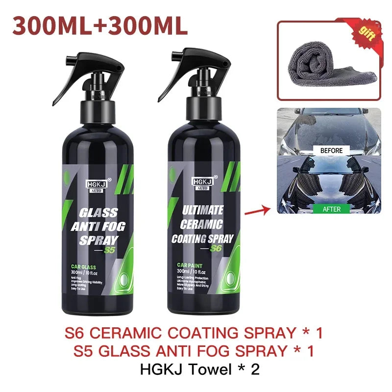 HGKJ S6 Car Ceramic Coating Spray Mirror Shine Liquid Waterproof Car Nano Crystal Wax Hydrophobic Spray Paint Care Assesories