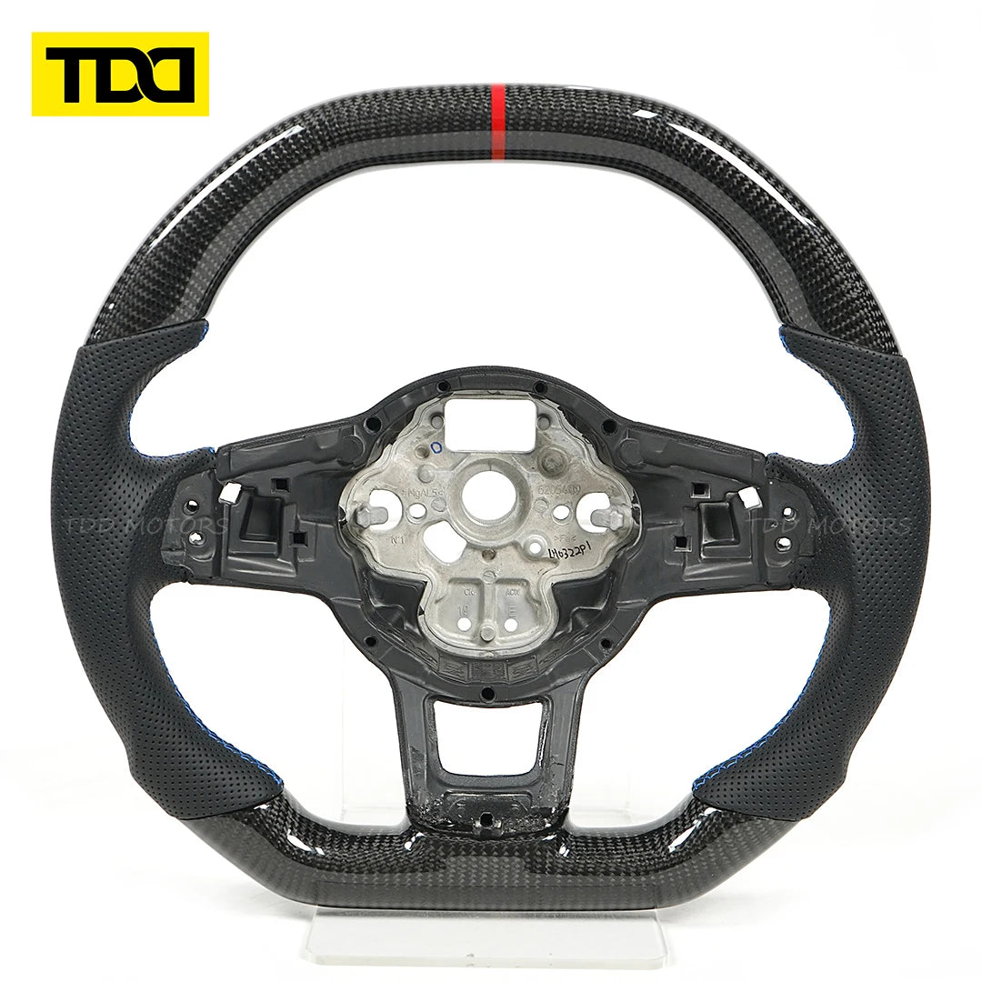 TDD Carbon Fiber Steering Wheel leather Alcantara For Volkswagen Golf 7 7.5 GTI GTD GTE R 2013-2020 Polo GTI Car Accessories