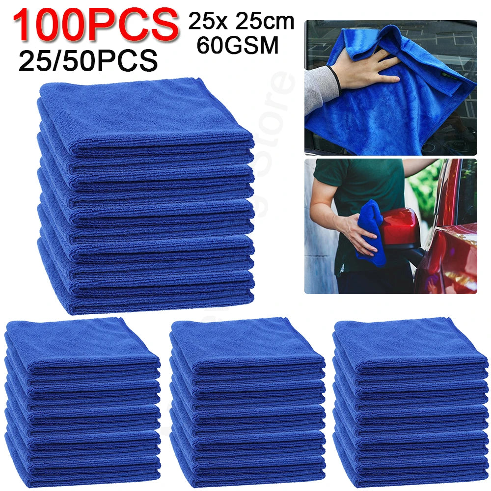 25-100PCS  Microfibre Cleaning Auto Soft Cloth Quick Dry Large Soft  25 x 25cm Car Wash Cloths Home Cleaning Micro Fiber Towels