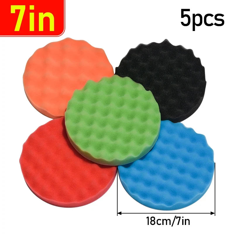 5Pcs 150/180mm Car Polishing Pads 5/6/7inch Sponge Polisher Clean Waxing Tool Auto Beauty Polishing Kit Buffing Cleaning Tool