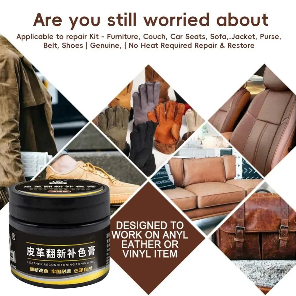 50ml Car Care Liquid Leather Repair Kit Auto Complementary Color Paste Car Seat Sofa Scratch Cracks Paint Care Cleaner 12 Colors