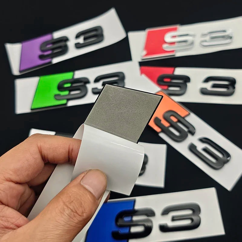 3D ABS Chrome Green Yellow Purple Blue Black Logo S3 Emblem Sticker Car Rear Trunk Badge For Audi S3 8V 8P 8L 8Y S 3 Accessories