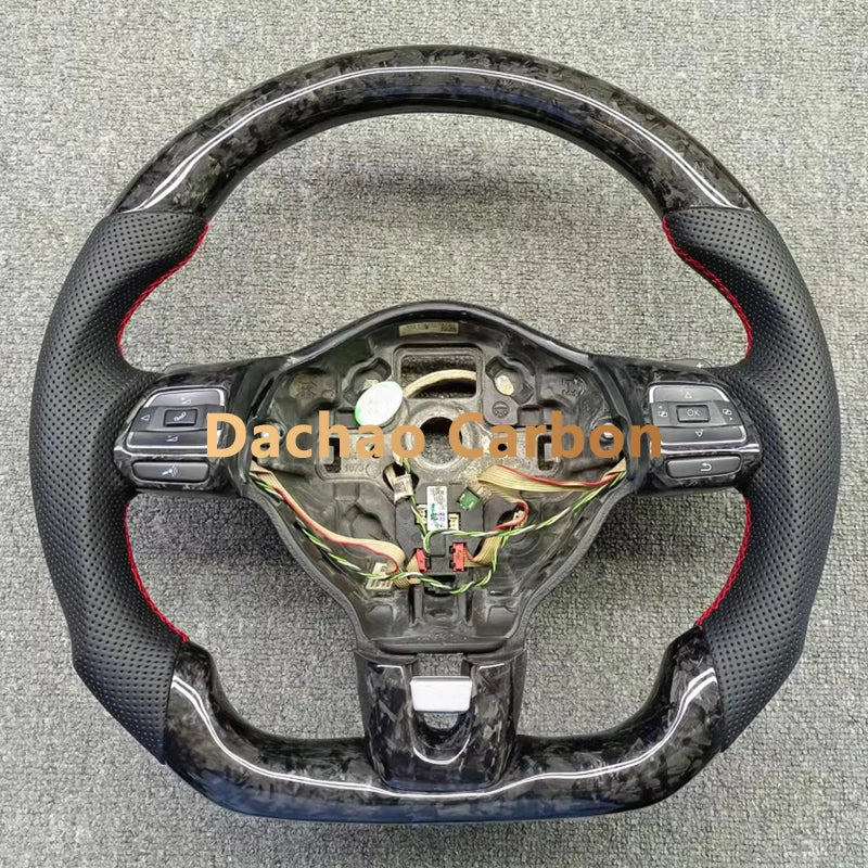 Real Carbon Fiber Steering Wheel For Volkswage VW Golf 6 6R GTI High Quality Leather Custom Style