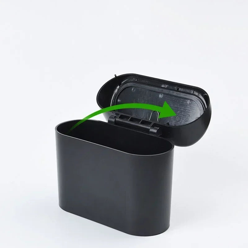 1pc-Car Trash Bin Hanging Vehicle Garbage Dust Case Storage Box Plastic Pressing Square Trash Can Type Auto Car Supplies