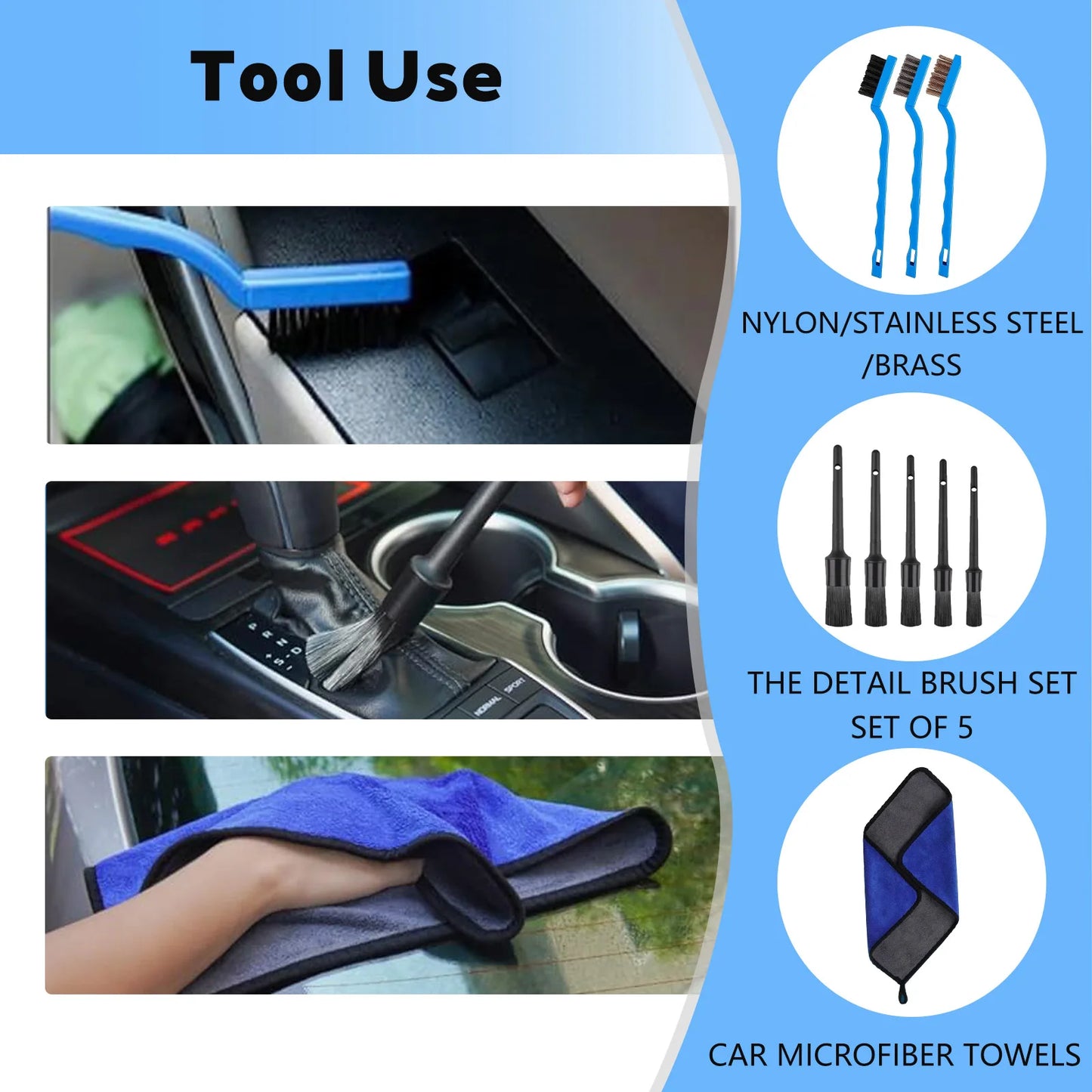 26 Piece car detailing kit, car cleaning kit for Cleaning Wheels, Interior, Exterior, Leather, Dashboard, Vents (Blue)