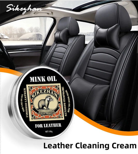 Car Leather Care Mink Oil: All-in-One Cleaner & Protector for Interior (Seats/Dash), Colorless, Odorless, Safe for All Leather