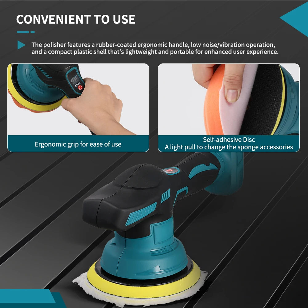 Podofo Car Polisher Auto Electric Waxing Sanding Sealing Glaze Tool with 8 Adjustable Speed without Battery and Charger