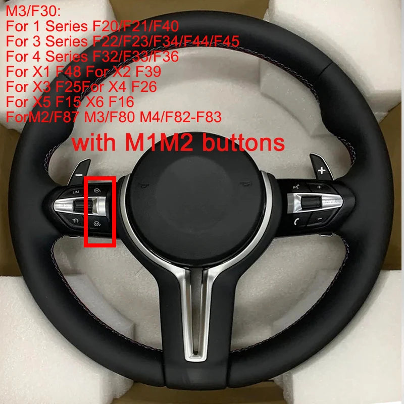 Interior Leather Steering Wheel For BMW 3 5 Series F10 F15 F20 F22 F30 F32 F36 F80 F82 M3 M4 M5 E90 E70 M Sport Steering Wheel