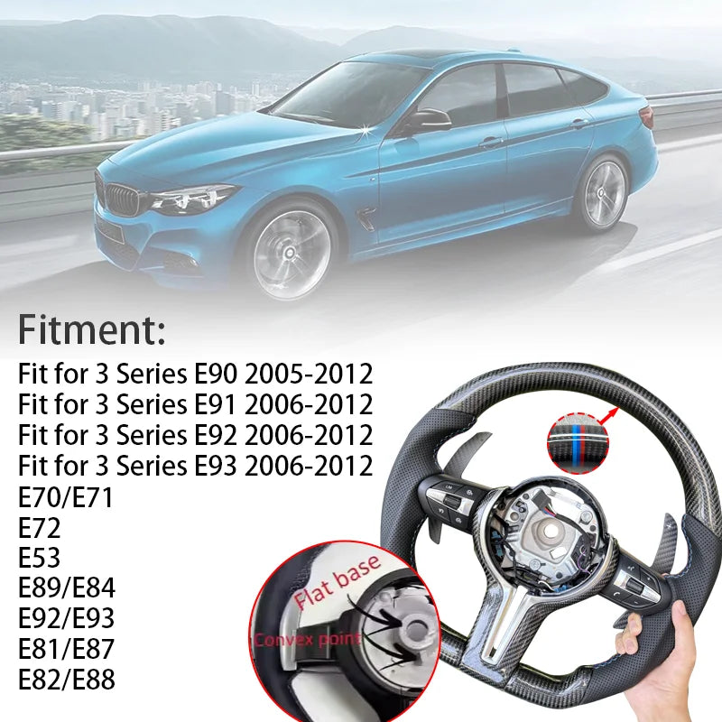 Suitable for BMW 3/4/5/X5 series F30 F10 F15 F20 F34, carbon fiber steering wheel with carbon fiber magnetic paddles, pure carbo