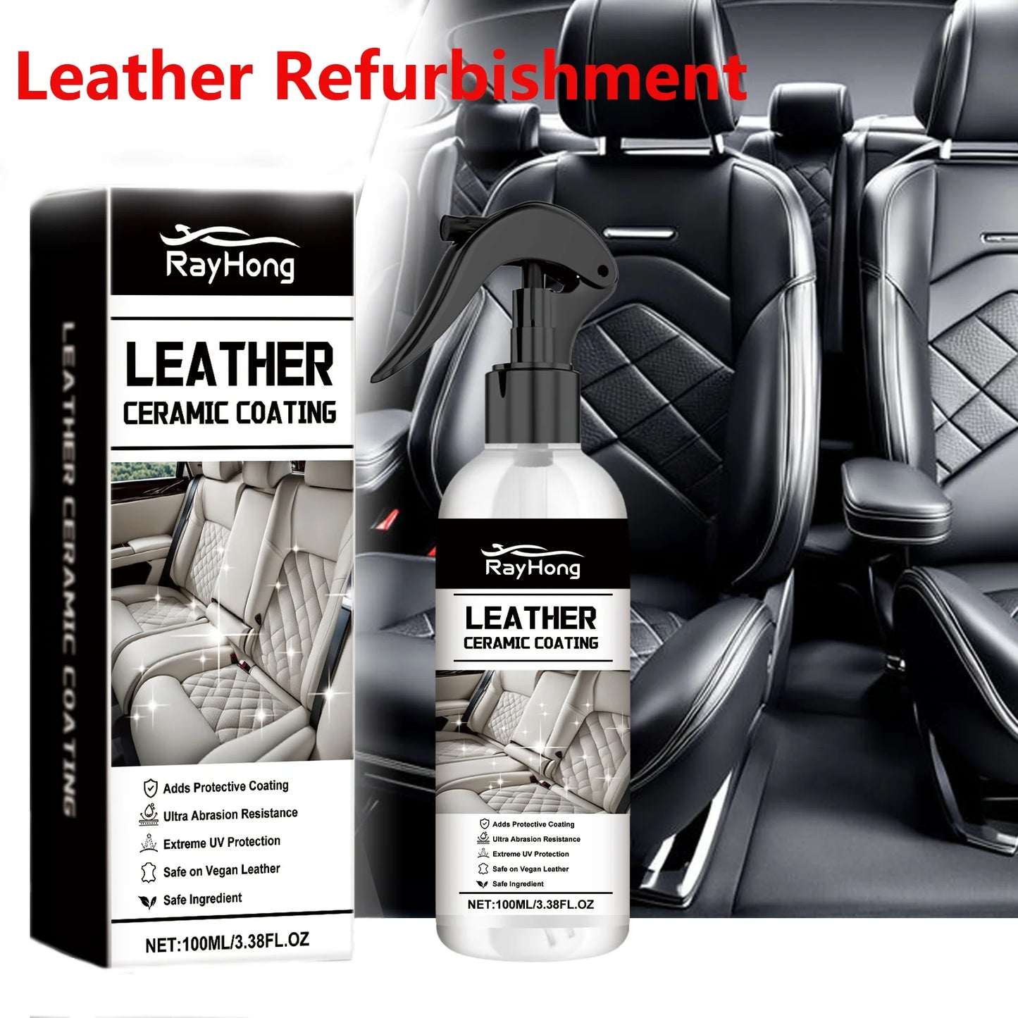 Car Leather Ceramic Coating Spray Auto Cleaning Products Seat Cleaner Remover Leather Renovation Decontamination Polishing Spray