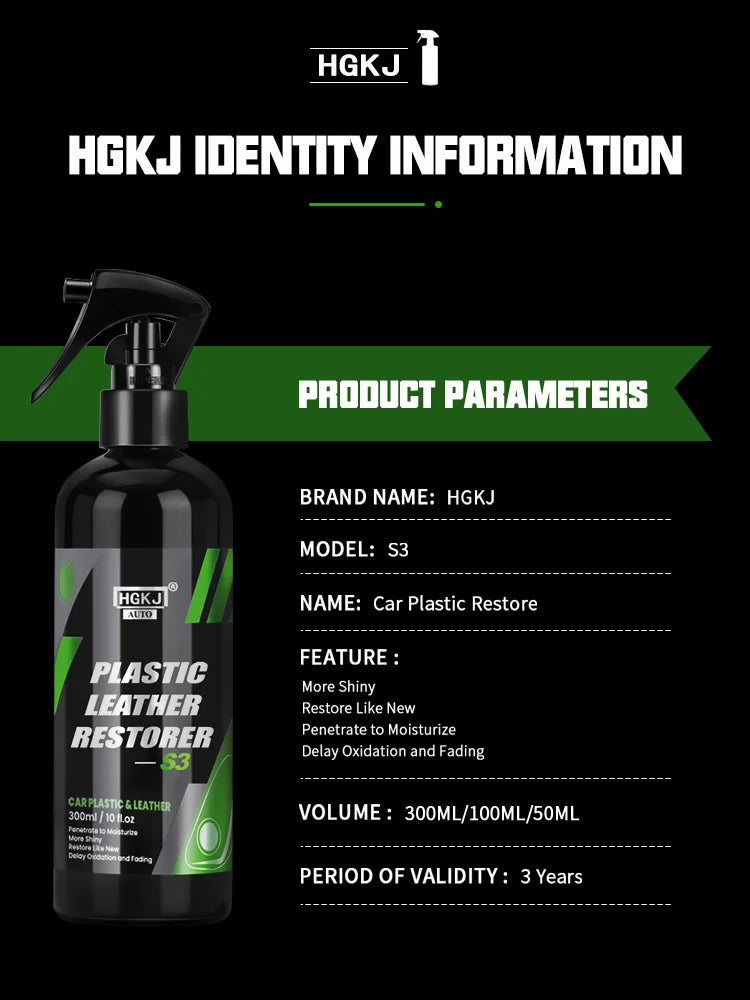 Interior Detailer Hgkj S3 Plastic Leather Restorer Quick Coat For Car Interior Refurbish Seat Leather Renovator Conditioner