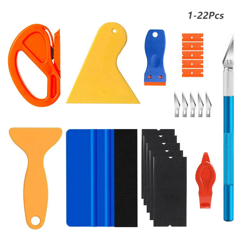 Car Wrapping Tools Window Tinting Tools Kit Wrap Knife Felt Squeegee Vinyl Spatula Plastic Scraper ﻿Film Covering Foil Tool
