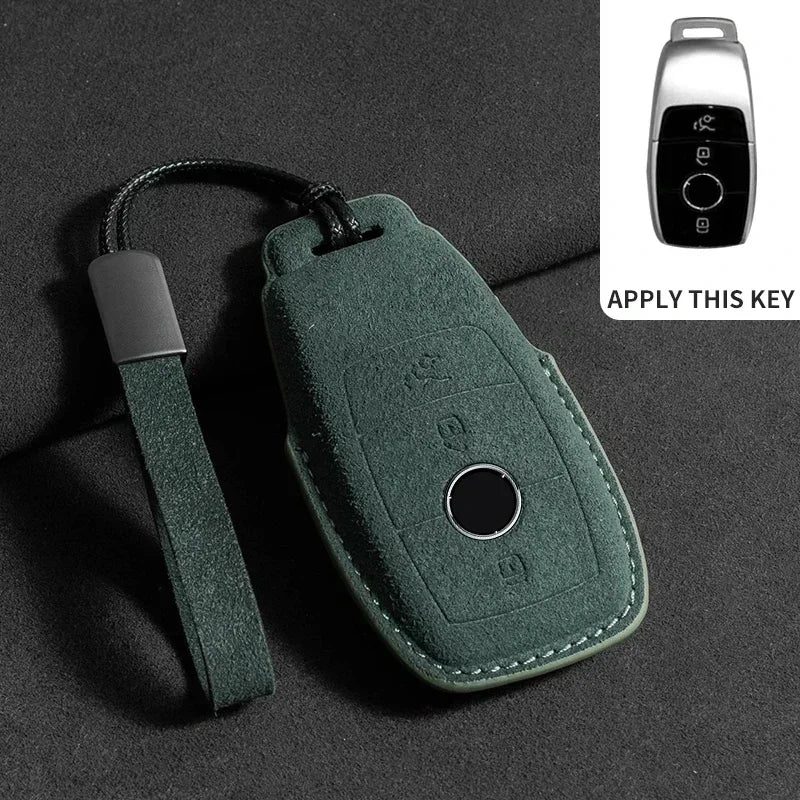 Suede Car Key Case Cover Protector Shell for Mercedes Benz A C E S G Class GLC CLE CLA GLB GLS W177 W205 W213 W222 X167 AMG