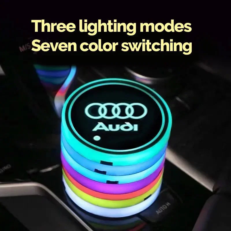 7 Color LED Car Cup Holder Light Luminous Coaster Water Cup Pad For Audi Sline A3 A4 A5 A6 A7 A8 Q3 Q5 Q7 S3 S4 S5 S6 S7 B6 B7