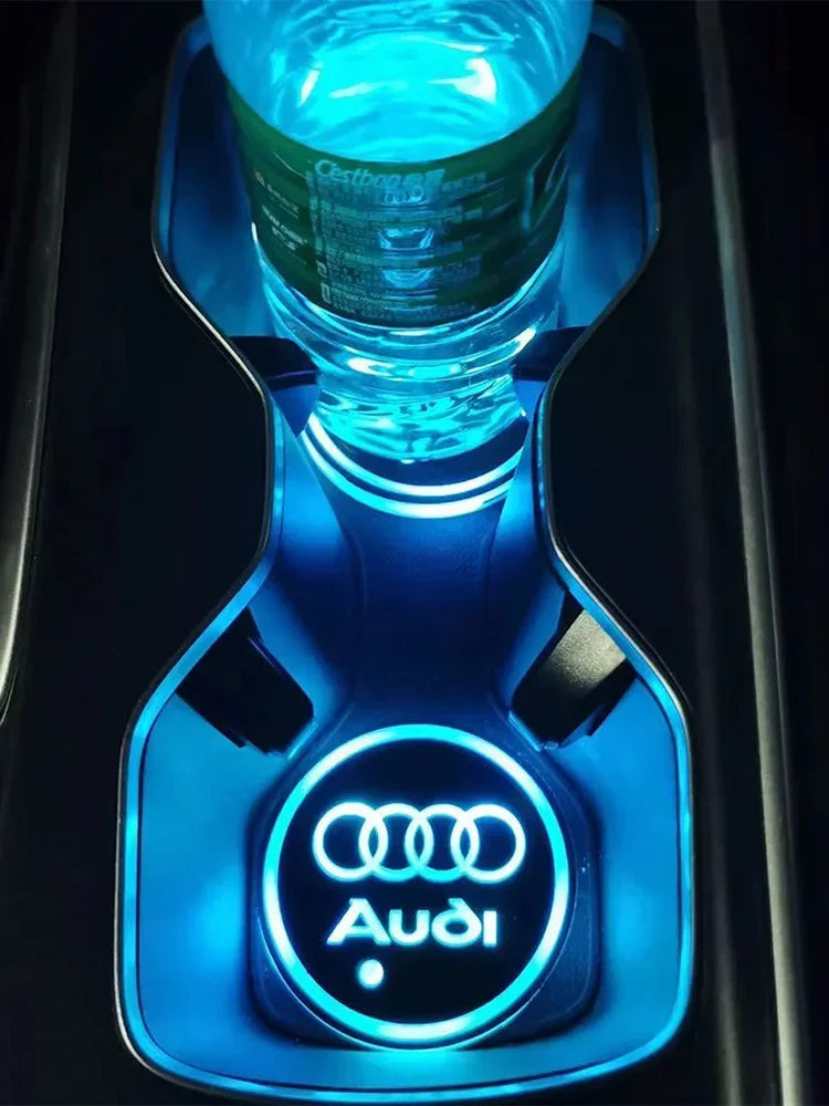 7 Color LED Car Cup Holder Light Luminous Coaster Water Cup Pad For Audi Sline A3 A4 A5 A6 A7 A8 Q3 Q5 Q7 S3 S4 S5 S6 S7 B6 B7