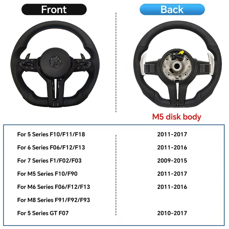 COIKA Upgrade Leather Steering Wheel Suitable For BMW F20 F21 F30 F34 F36 F10 F11 F01 F25 F26 E90 E87 E70 E84 With Black Chrome