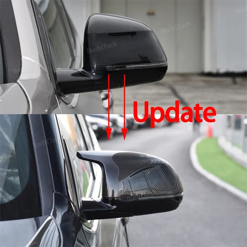 4pcs Carbon Fiber Look Black Rear View Side Mirror Cover Caps Shell Case for BMW X3 iX3 G01 G08, X4 G02, X5 G05, X6 G06, X7 G07