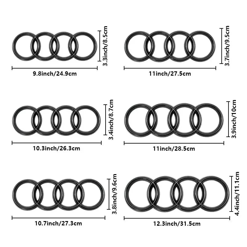 Audi 4Ring ABS Car Hood Front Bonnet Grill Rear Trunk Emblem Black/Silver Logo Badge Sticker For A3 A4 A5 A6 A7 Q2 Q3 Q5 Q8 TT