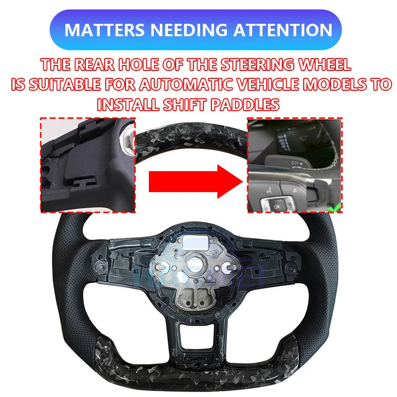 Forged Carbon Fiber Steering Wheel Suitable For Golf 7 7.5 GTI Models With LED And Multifunction Buttons, Shift Paddles