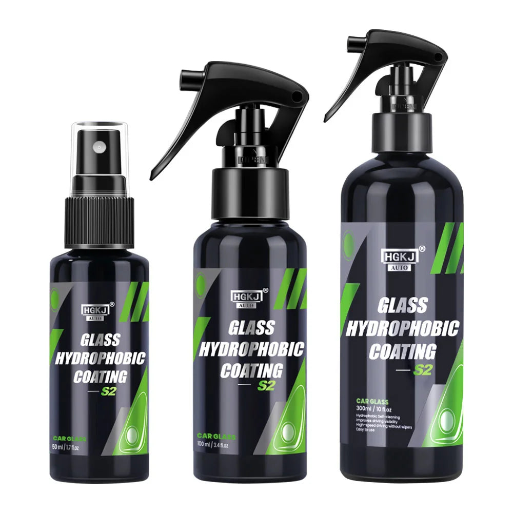HGKJ S2 Car Glass Hydrophobic Coating Spray Rain Repellent Automotive Antirain Clear View Nano Waterproof Agent Car Care Detail
