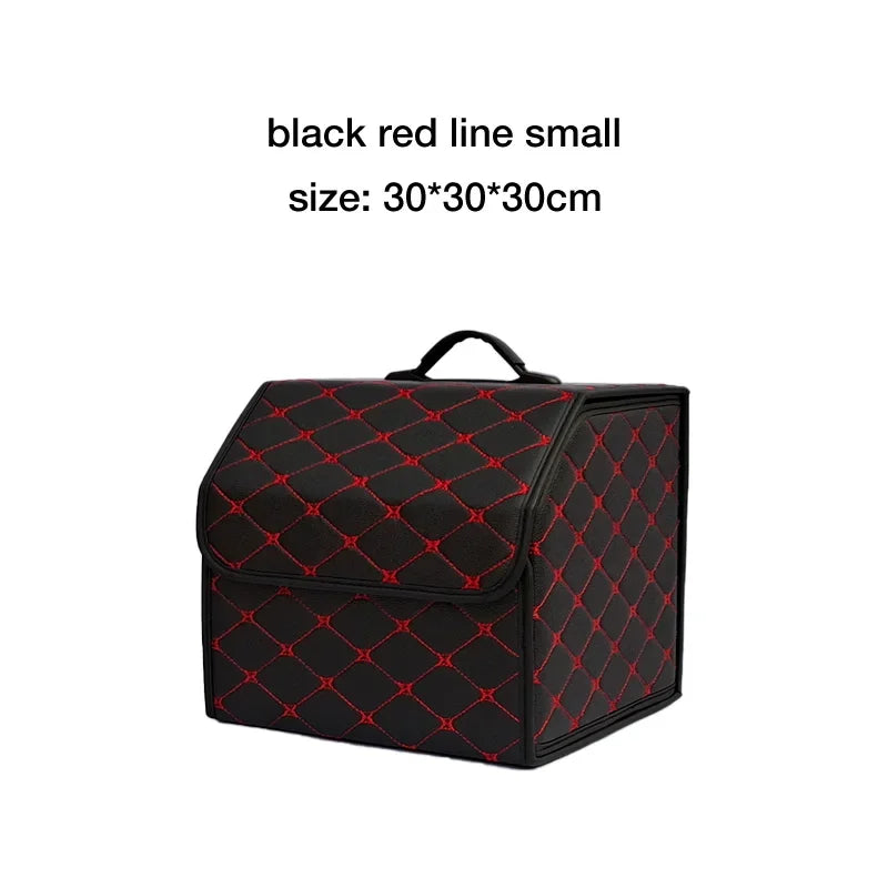 Car Trunk Organizer Box, Large Capacity, Auto Multiuse Tools, Storage Bag, Stowing, Tidying, Leather, Folding for Emergency