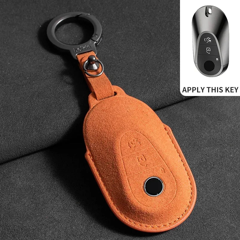 Suede Car Key Case Cover Protector Shell for Mercedes Benz A C E S G Class GLC CLE CLA GLB GLS W177 W205 W213 W222 X167 AMG