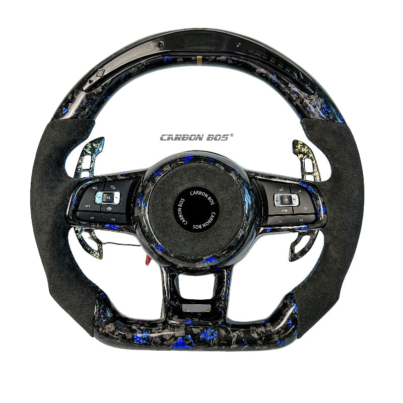 LED For Volkswagen Golf MK5 MK6 MK7 7.5 GTI GTD GTE R Polo Custom Carbon Fiber R Line Sports Steering Wheel Alcantara