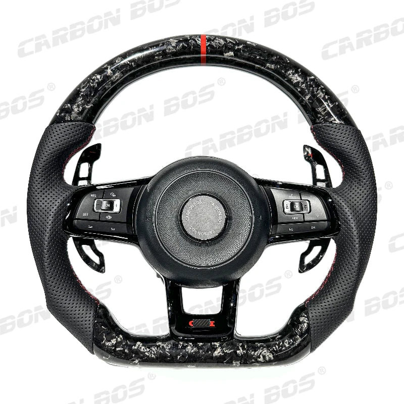 LED For Volkswagen Golf MK5 MK6 MK7 7.5 GTI GTD GTE R Polo Custom Carbon Fiber R Line Sports Steering Wheel Alcantara