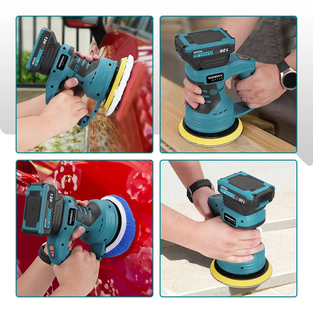 YOFIDRA Cordless Car Polisher 8 Gears Adjustable Electric Polishing Machine Auto Waxing Rotary Polish For Makita 18V Battery Pin
