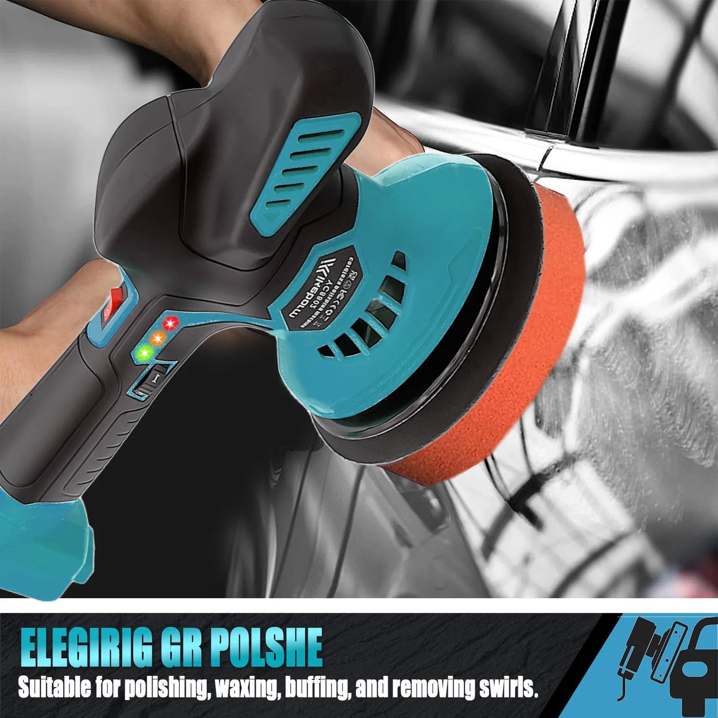 Cordless Car Buffer Polisher, 6 Variable Speed Orbital Polisher, for Car Detailing Polishing Compatible with Makita 18v