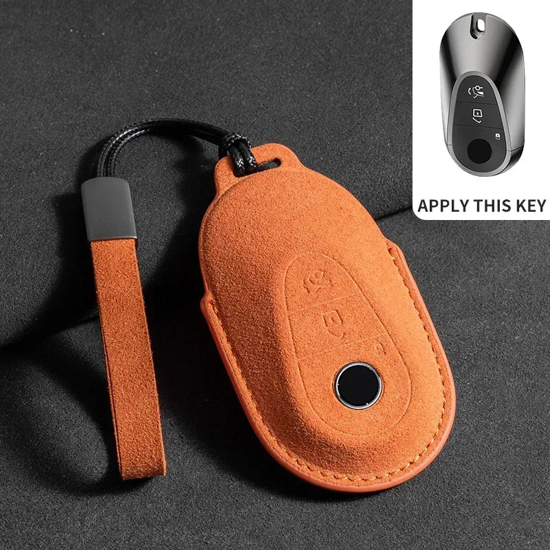 Suede Car Key Case Cover Protector Shell for Mercedes Benz A C E S G Class GLC CLE CLA GLB GLS W177 W205 W213 W222 X167 AMG