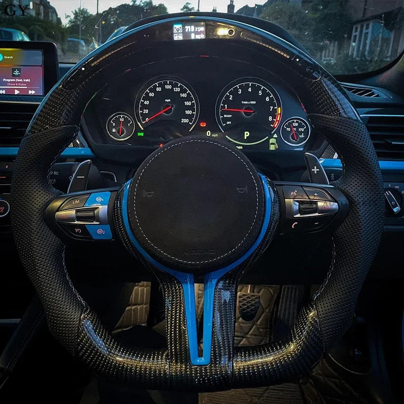 LED Steering Wheel Carbon Fiber Fit For BMW M1 M2 M3 M4 M5 M6 F30 F10 F15 F16 F32 F80 F82 3 4 5 6 X3 X5 Customized Sport Wheel
