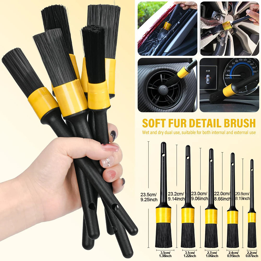 20Pcs Car Cleaning Drill Brush Kit Details Brush Attachments for Polishing Wheels Interior Car Wash Brush Car Beauty Brush