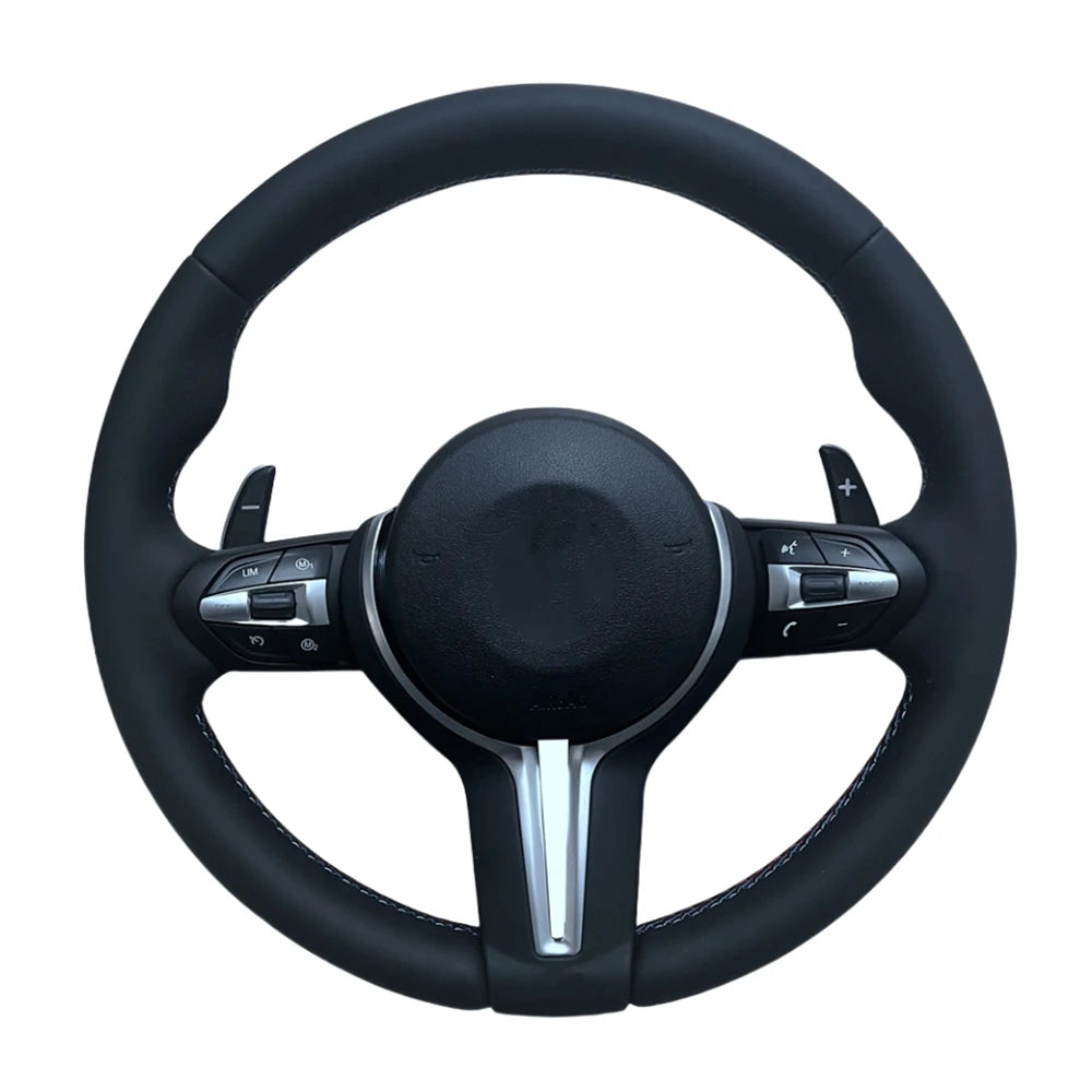 New upgraded full leather black steering wheel suitable for BMW 430i F30 F15 F16 F20 F21 F25 F26 M5 F10 F11 F06 F07 F12 F13 F01