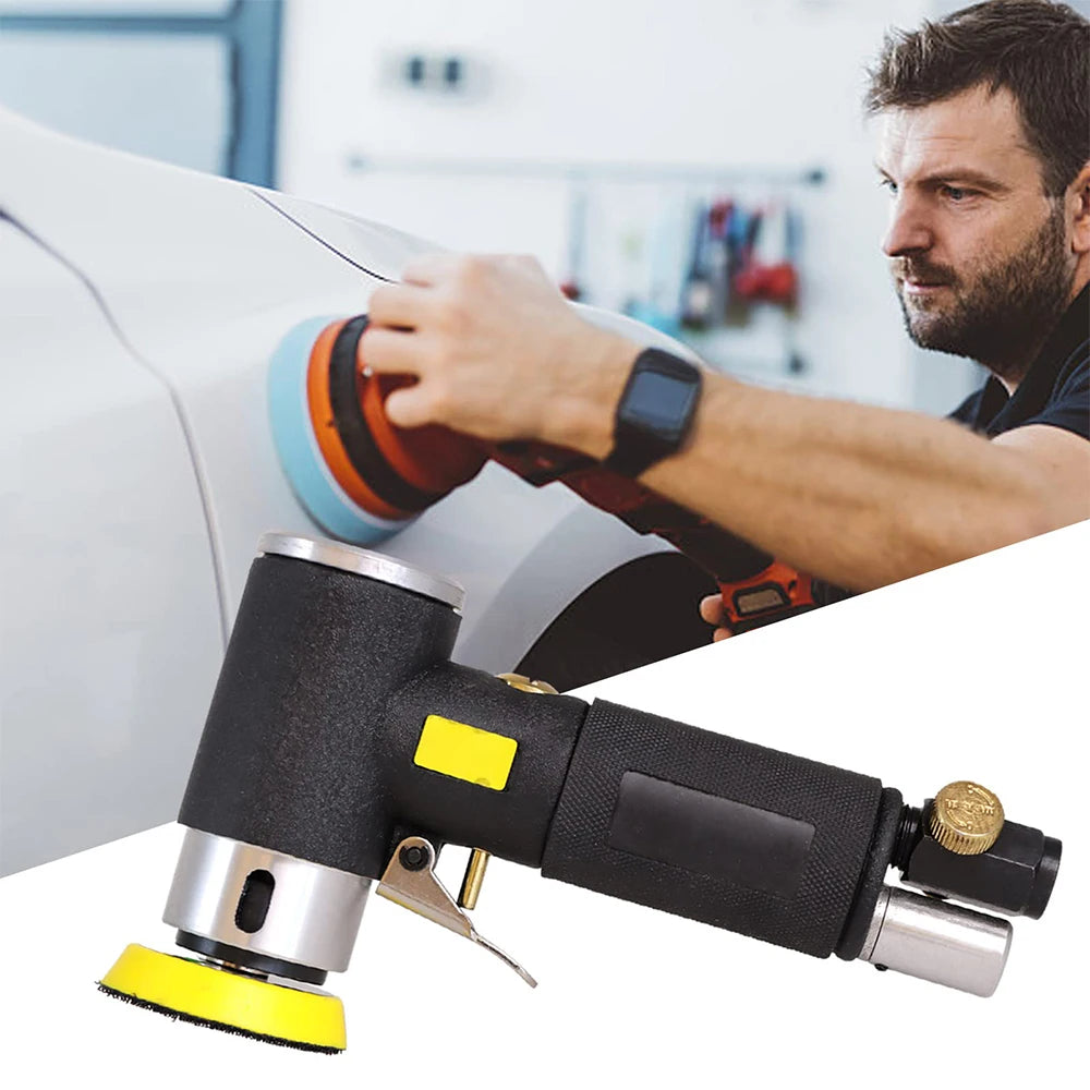 Podofo 1/2/3inch Adjustable 3MM Orbit Air Sander Mini Pneumatic 1200 RPM Grinding Machine set for Auto Sanding Car Polishing