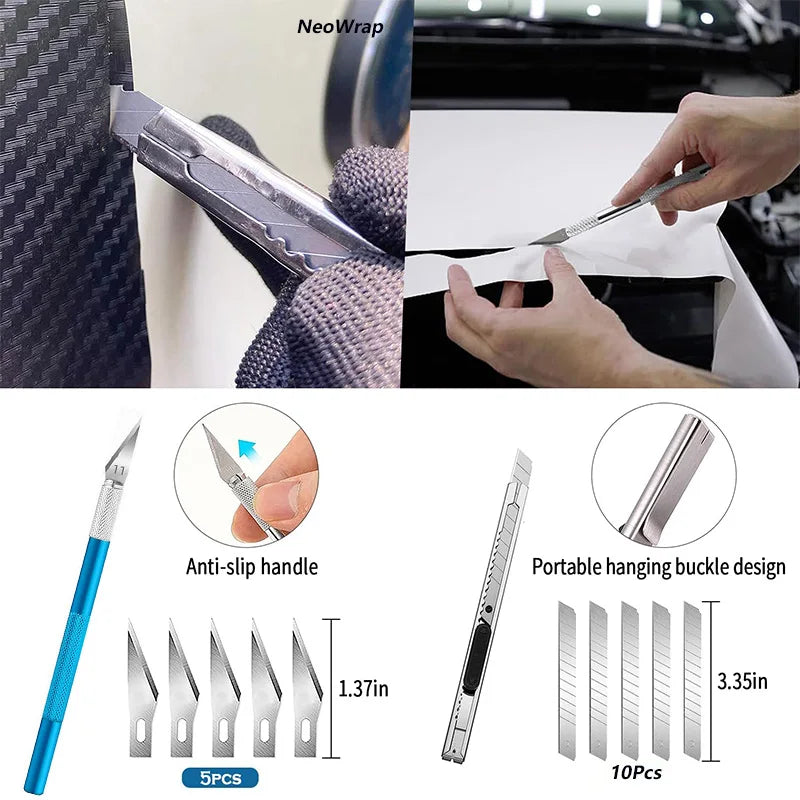 Car Wrapping Tools Window Tinting Tools Kit Wrap Knife Felt Squeegee Vinyl Spatula Plastic Scraper ﻿Film Covering Foil Tool