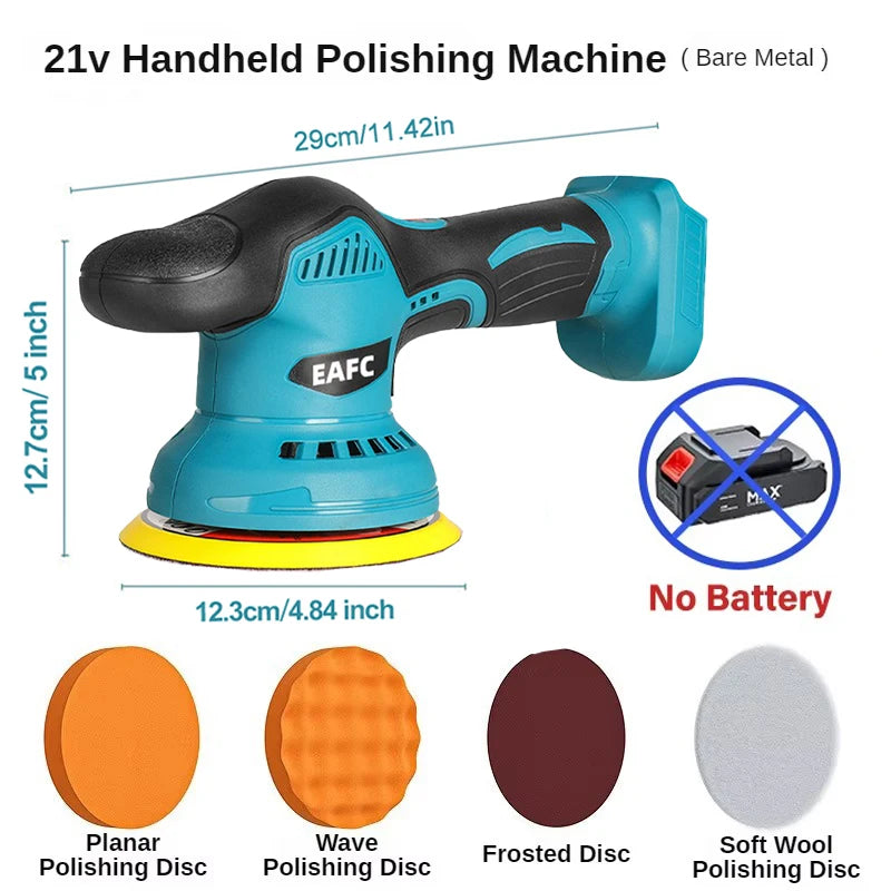 Cordless Polisher 6 Gears Adjustable Car Waxing Polishing Machine Metal Waxing Wood Sanding for Makita 21v Battery (No Battery)